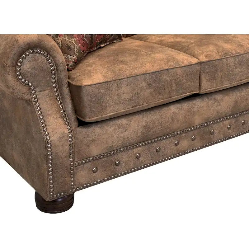 Divano letto in tessuto scamosciato marrone rustico Rancho - 37 x 86 x 40