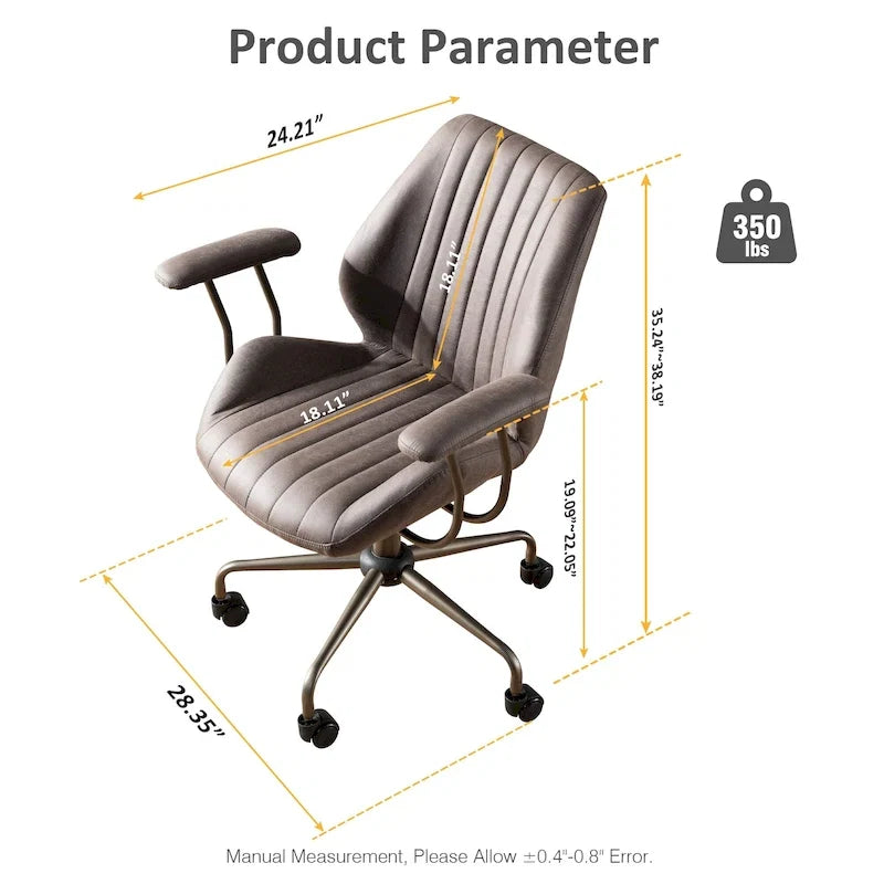 Sedia da ufficio ergonomica in tessuto scamosciato con supporto lombare