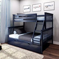 Letto a Castello in Legno Massello Max & Lily, una Piazza e Mezza con Letto Estraibile Contenitore e Scaletta per Bambini