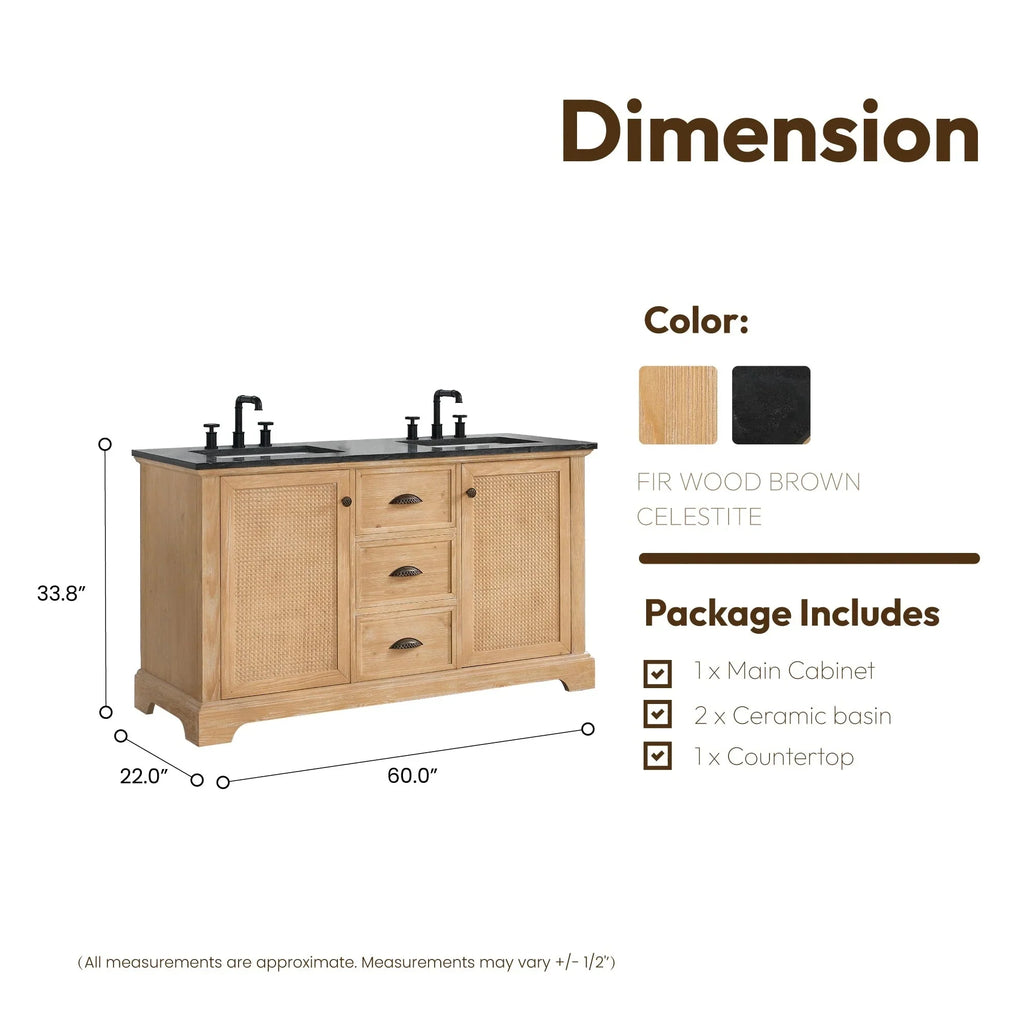 Mobile bagno Hervas con top in marmo naturale senza specchio