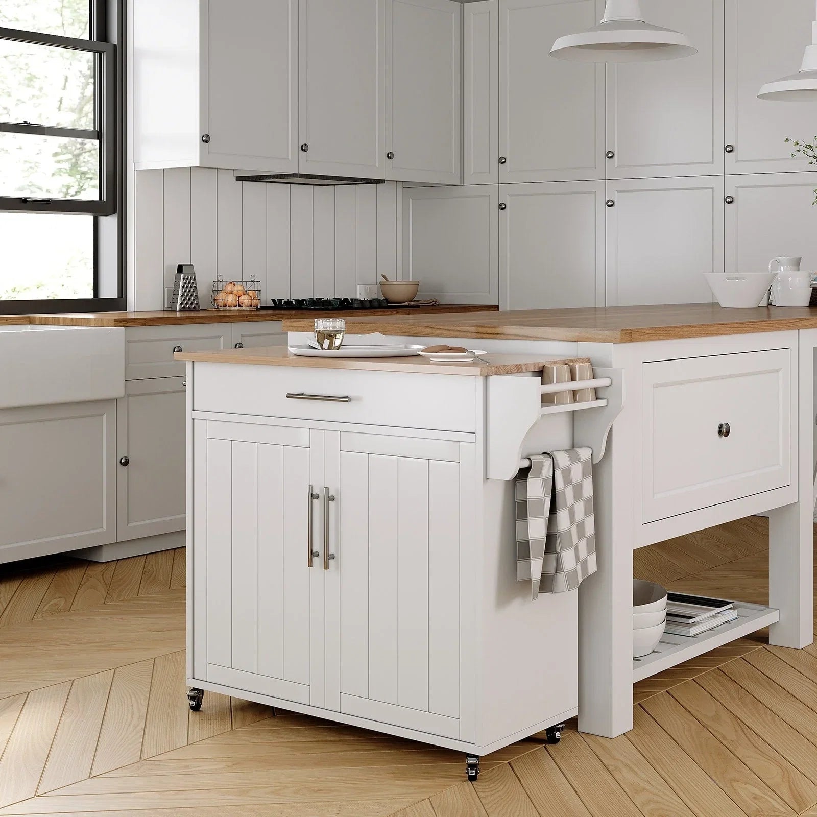 Isola da Cucina Mobile con Armadietto Contenitore