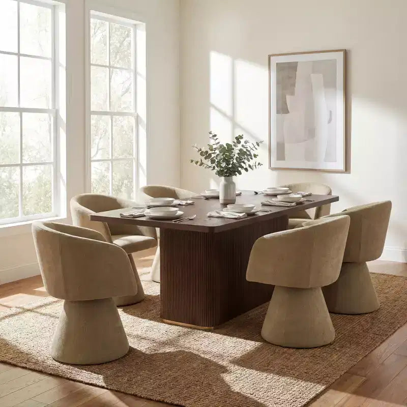 Christopher Knight Home Yodsak Set da Pranzo Moderno a 7 Pezzi in Legno e Metallo con Sedie Girevoli a 180