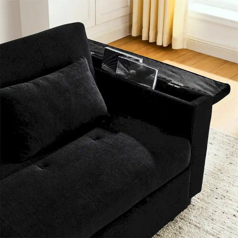 Divano Letto Estraibile con Schienale Regolabile e Porta USB