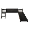 Letto a soppalco basso classico singolo CraftPorch con lavagna, scivolo e scaletta