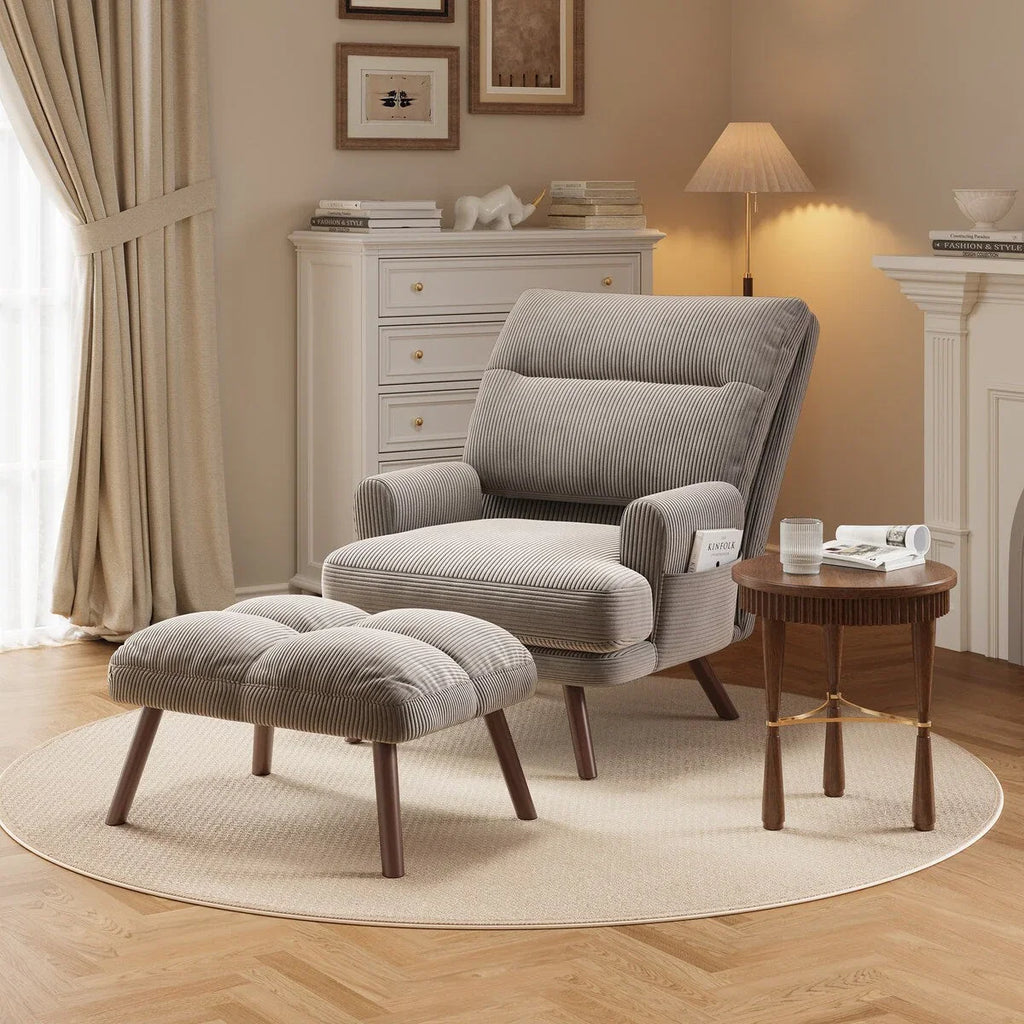 Poltrona reclinabile regolabile OVIOS con pouf/ottoman