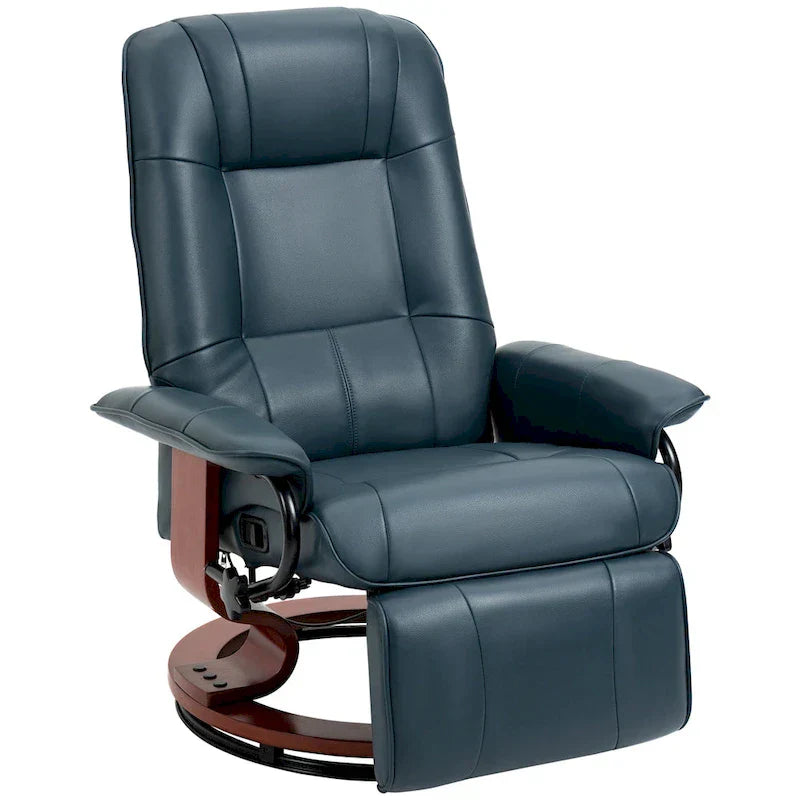Poltrona reclinabile manuale girevole con base regolabile in ecopelle HomCom con comodo e rilassante poggiapiedi