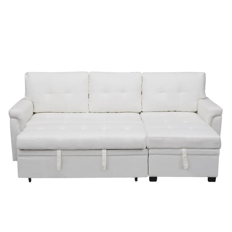 Canapé d'angle réversible convertible avec lit gigogne, méridienne de rangement et pieds durables