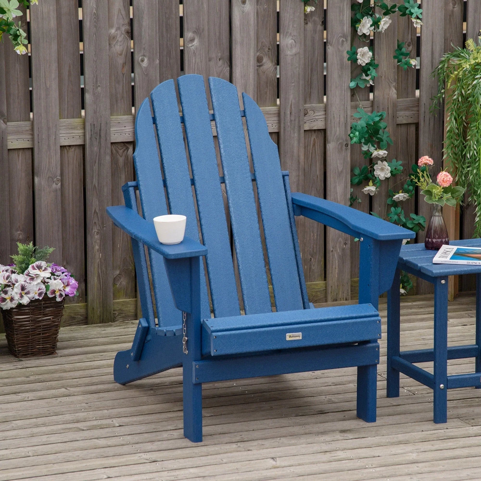 Sedia Adirondack pieghevole, sedie a sdraio in plastica HDPE per esterni per tutte le stagioni, per patio, terrazza e arredi da giardino