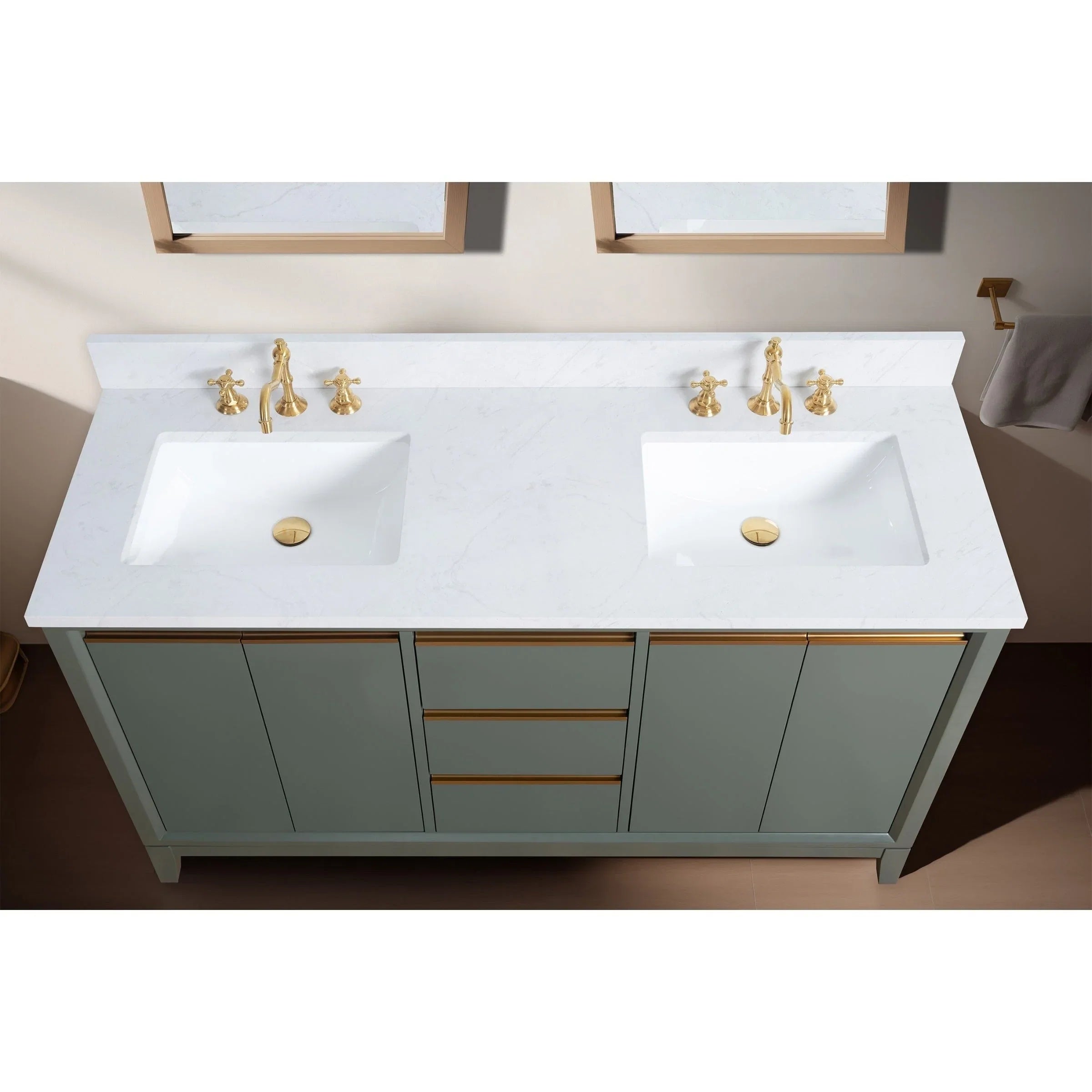 Mobile da Bagno Vanity Art con Lavabo in Ceramica e Top in Marmo Ricomposto
