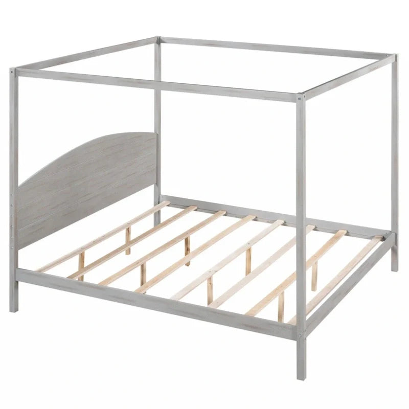 Letto a piattaforma a baldacchino King Size con testiera e gambe di supporto
