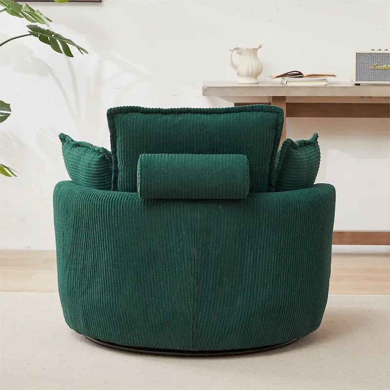 Poltrona girevole oversize con pouf contenitore Moon con 4 cuscini