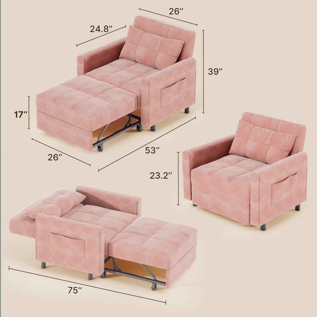 Divano letto trasformabile 3-in-1, Poltrona letto estraibile, Letto pieghevole convertibile per soggiorno