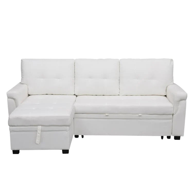 Divano sezionale reversibile con letto estraibile, chaise longue con contenitore nascosto, gambe durevoli,