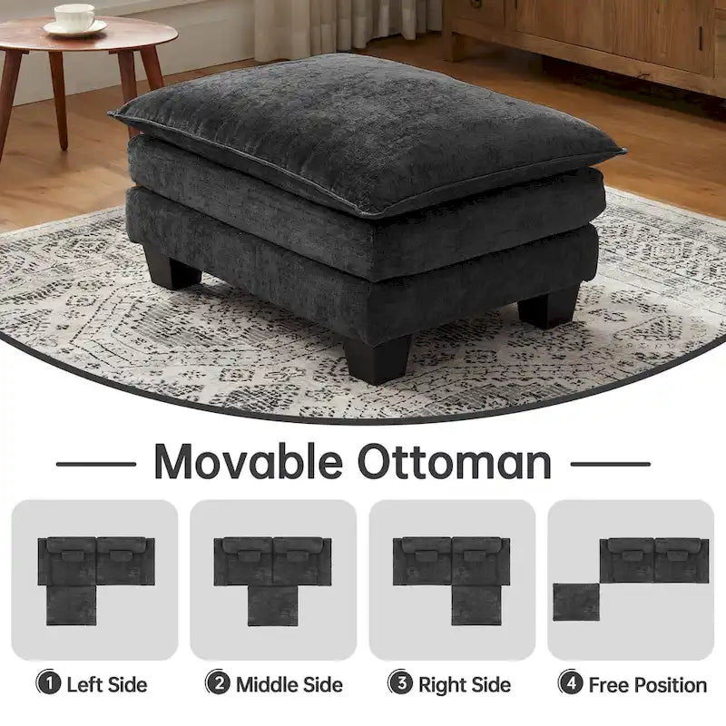 Divano Sezionale Modulare, Comodo Divano Sezionale Cloud con Pouf, Divano Letto a Seduta Profonda per Soggiorno