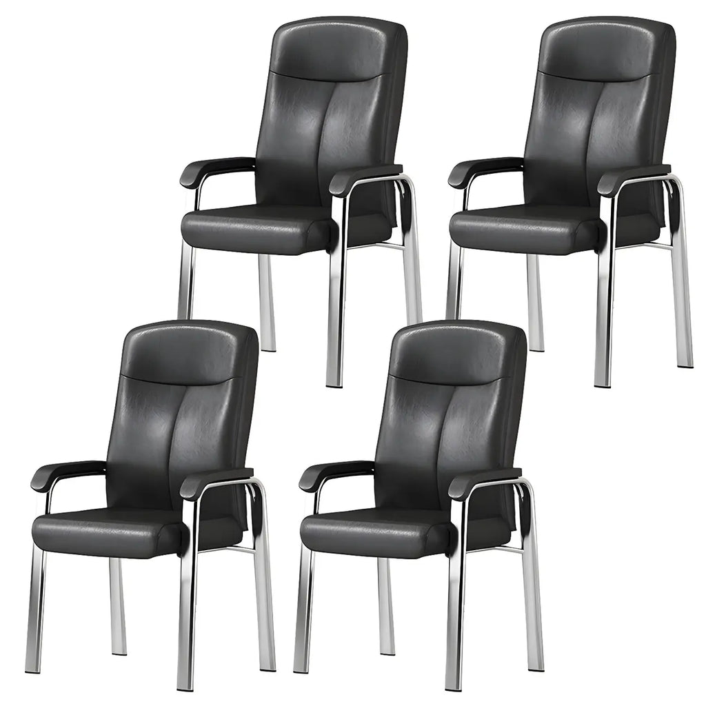 Sedia da ufficio HomeyFad moderna in pelle e metallo a 4 gambe con braccioli