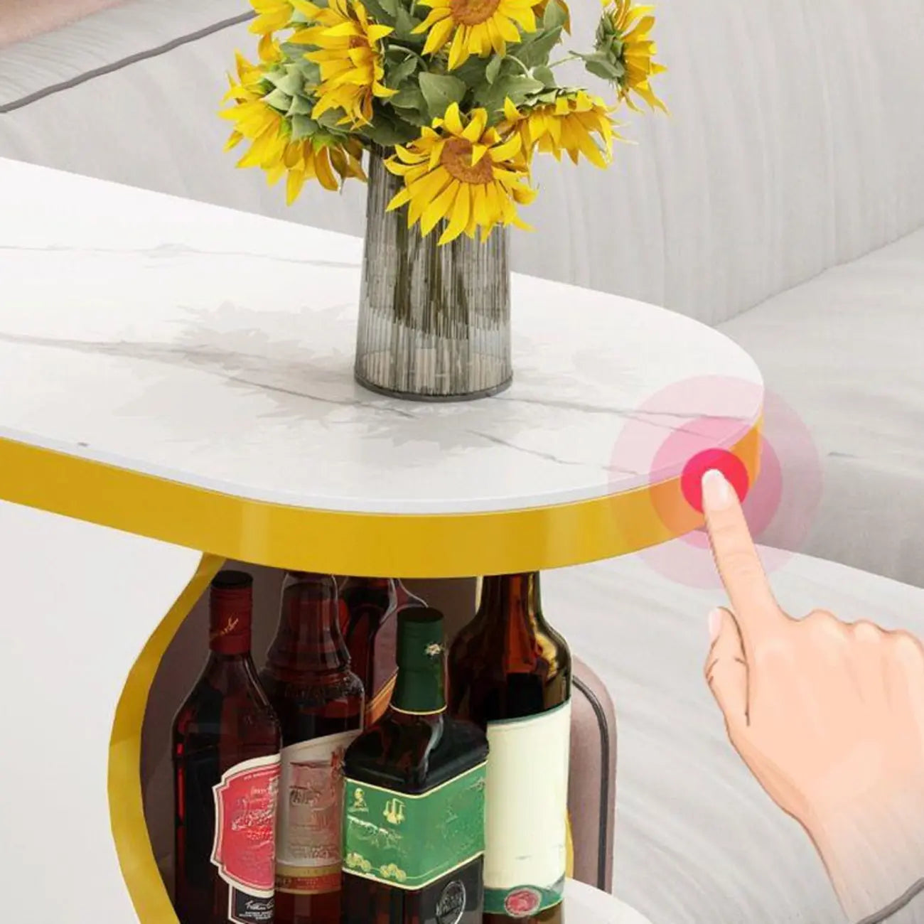 Tavolo da bar a forma libera con top in pietra moderna e contenitore per bar domestici