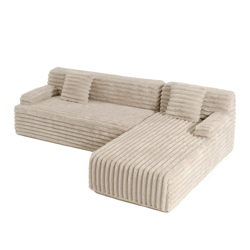 Divano componibile Cloud, divano moderno imbottito con 2 cuscini decorativi, divano combinabile liberamente, divano componibile a L