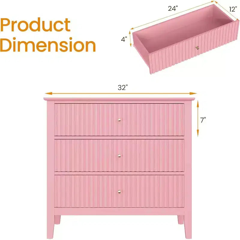 Heynemo Commode 3 Tiroirs, Table de Chevet en Bois Peint de 76 cm de Haut avec Rangement, Grande Commode Moderne avec Coulisses à Roulement à Billes