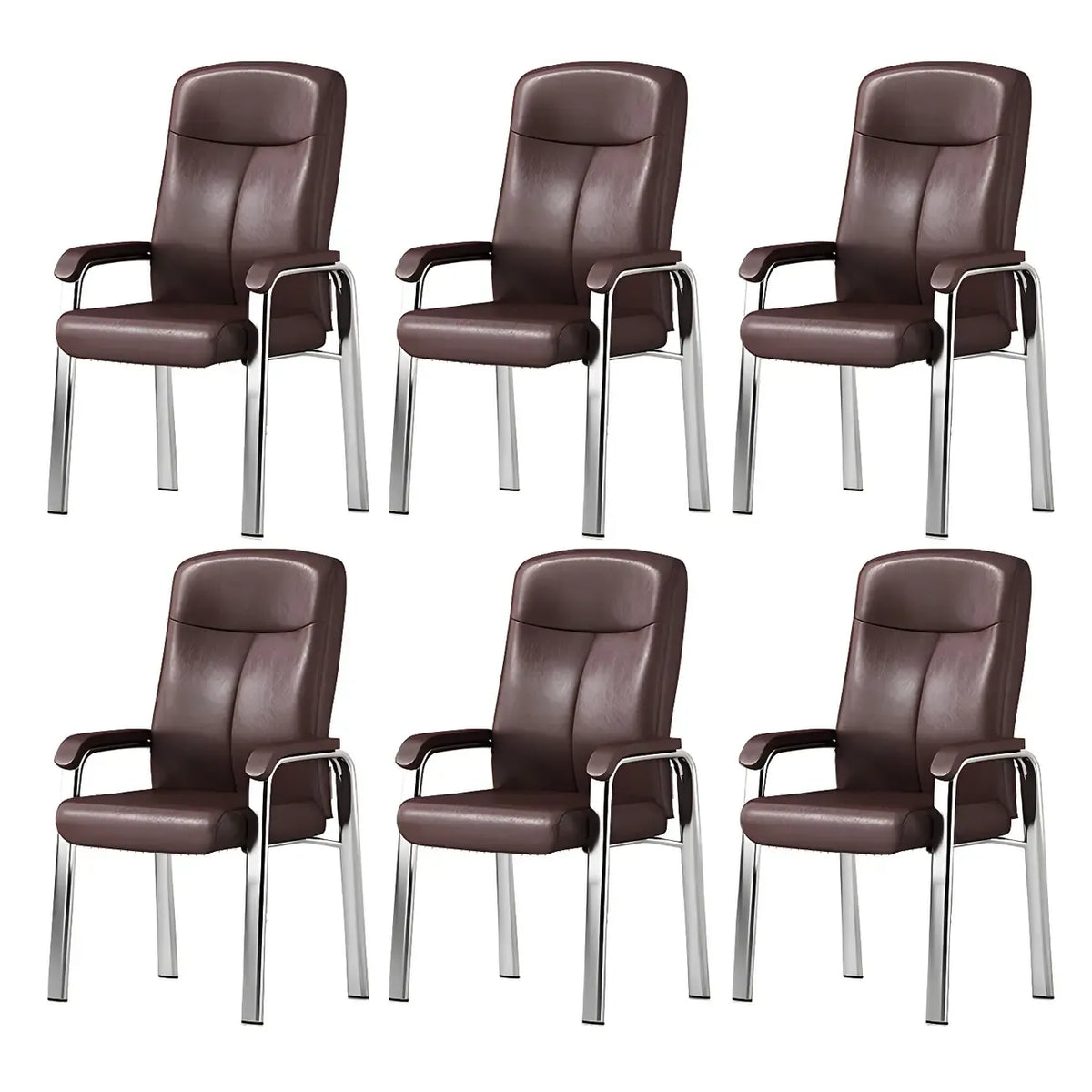 Sedia da ufficio HomeyFad moderna in pelle e metallo a 4 gambe con braccioli