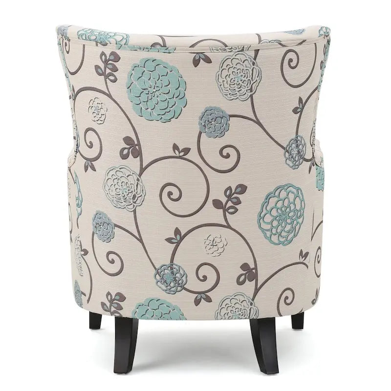Poltrona imbottita schienale alto Modern Retro 30,25" con gambe in legno per soggiorno