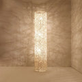 Lampada da terra in rattan LED a colonna con spina per soggiorno
