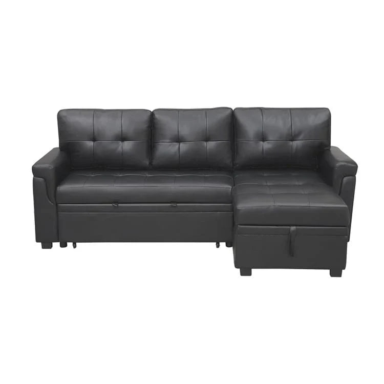 Divano componibile convertibile reversibile con letto estraibile, chaise longue con contenitore nascosto e gambe durevoli