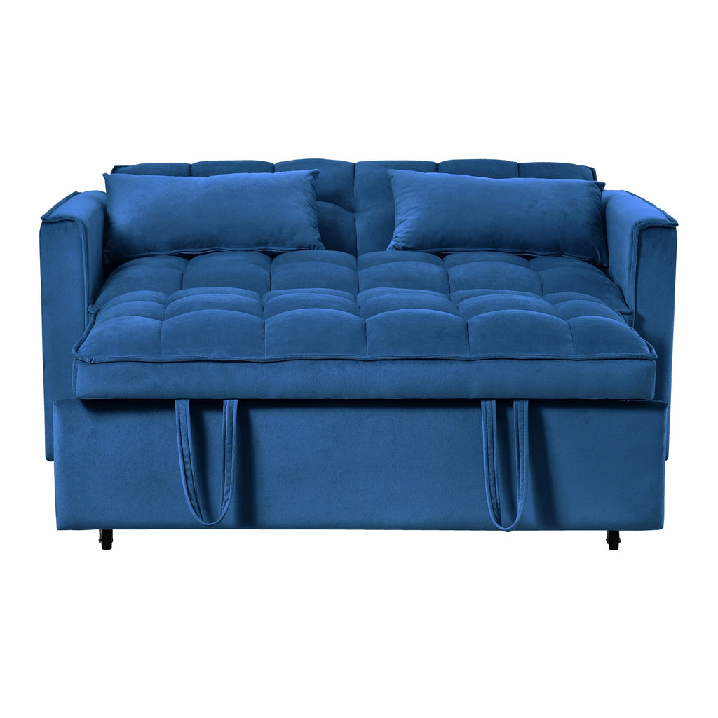 Moderno divano letto estraibile, divano letto 3-in-1 con schienale regolabile, divanetto in velluto, cuscini e tasche laterali