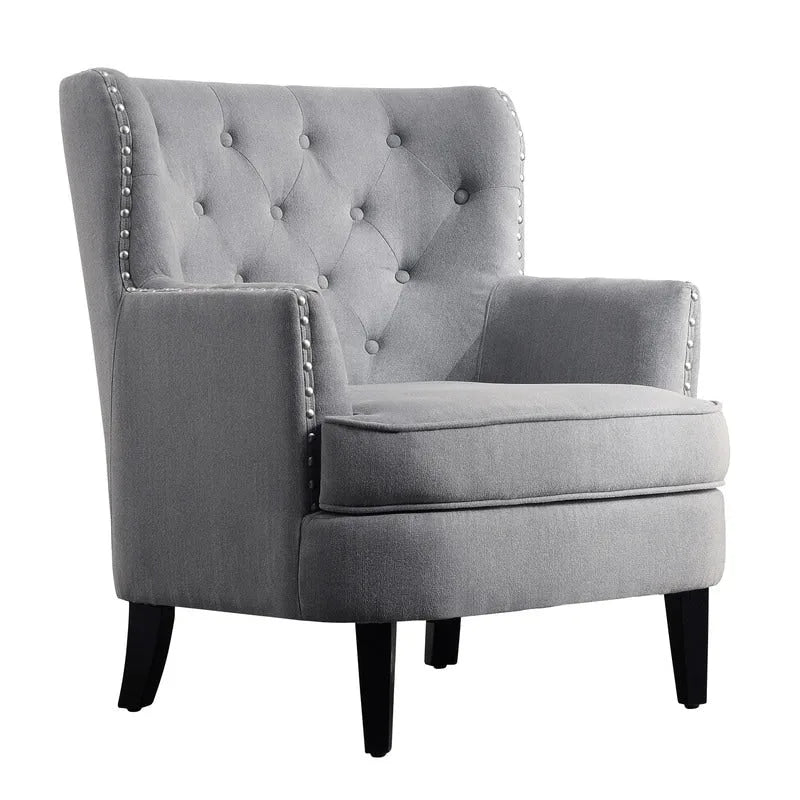 Moser Bay Mignon Poltrona Accent con Schienale Alto Trapuntato, Velluto/Lino, 76 cm