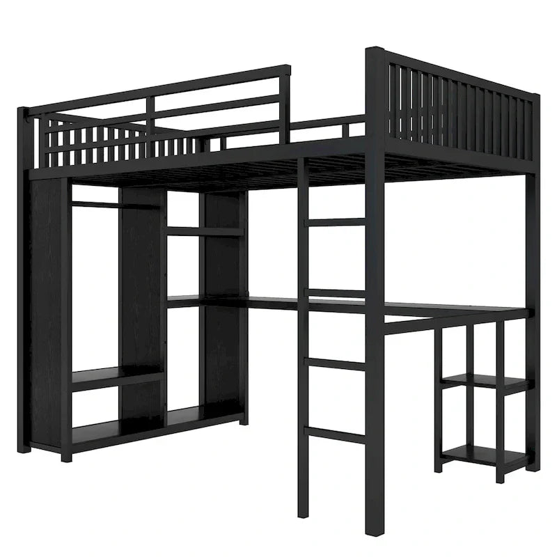 Struttura letto a soppalco full XL con armadio integrato