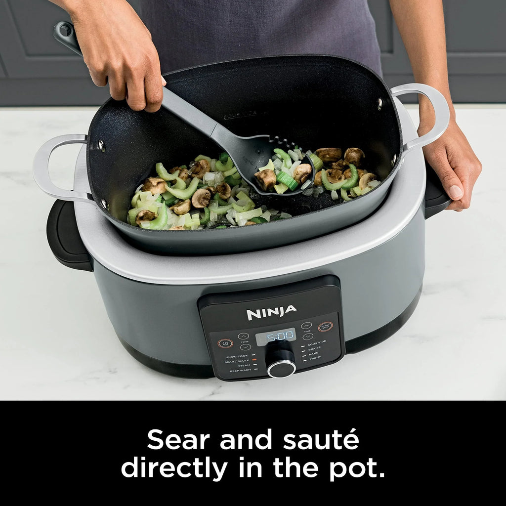 Multi-Cooker da 8,5 litri, con 8 funzioni in 1: Slow Cooker, Pentola Olandese, Vaporiera, Coperchio in Vetro, Cucchiaio Integrato, Pentola Adatta al Forno fino a 260°C