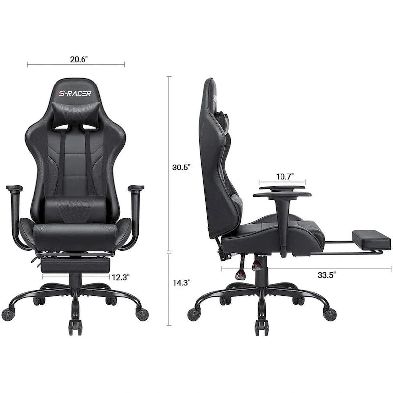 Sedia da gaming con poggiapiedi - Sedia da scrivania ergonomica