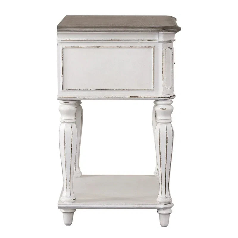 Comodino con Gambe Antico Bianco Magnolia Manor