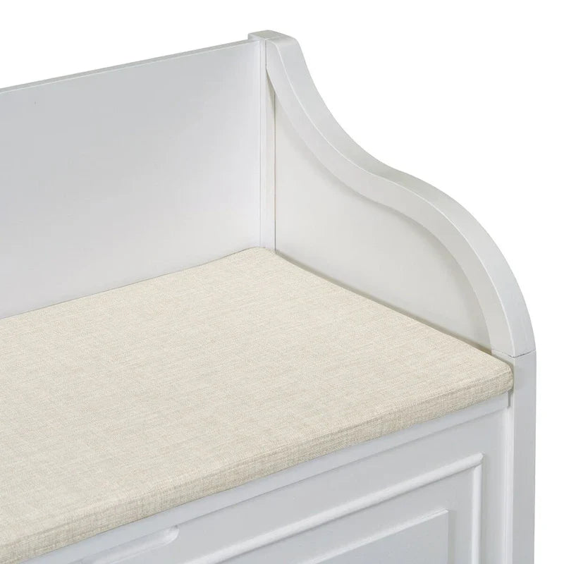 Panca contenitore rustica in legno massello per ingresso con cerniera di sicurezza