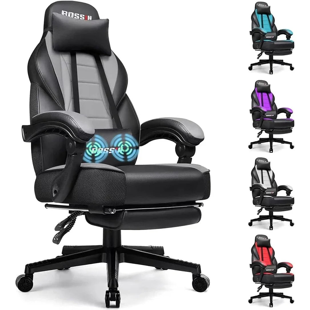 Sedia da gaming BOSSIN Racing Style, sedia da gamer per persone robuste fino a 136 kg, sedia da computer con schienale alto