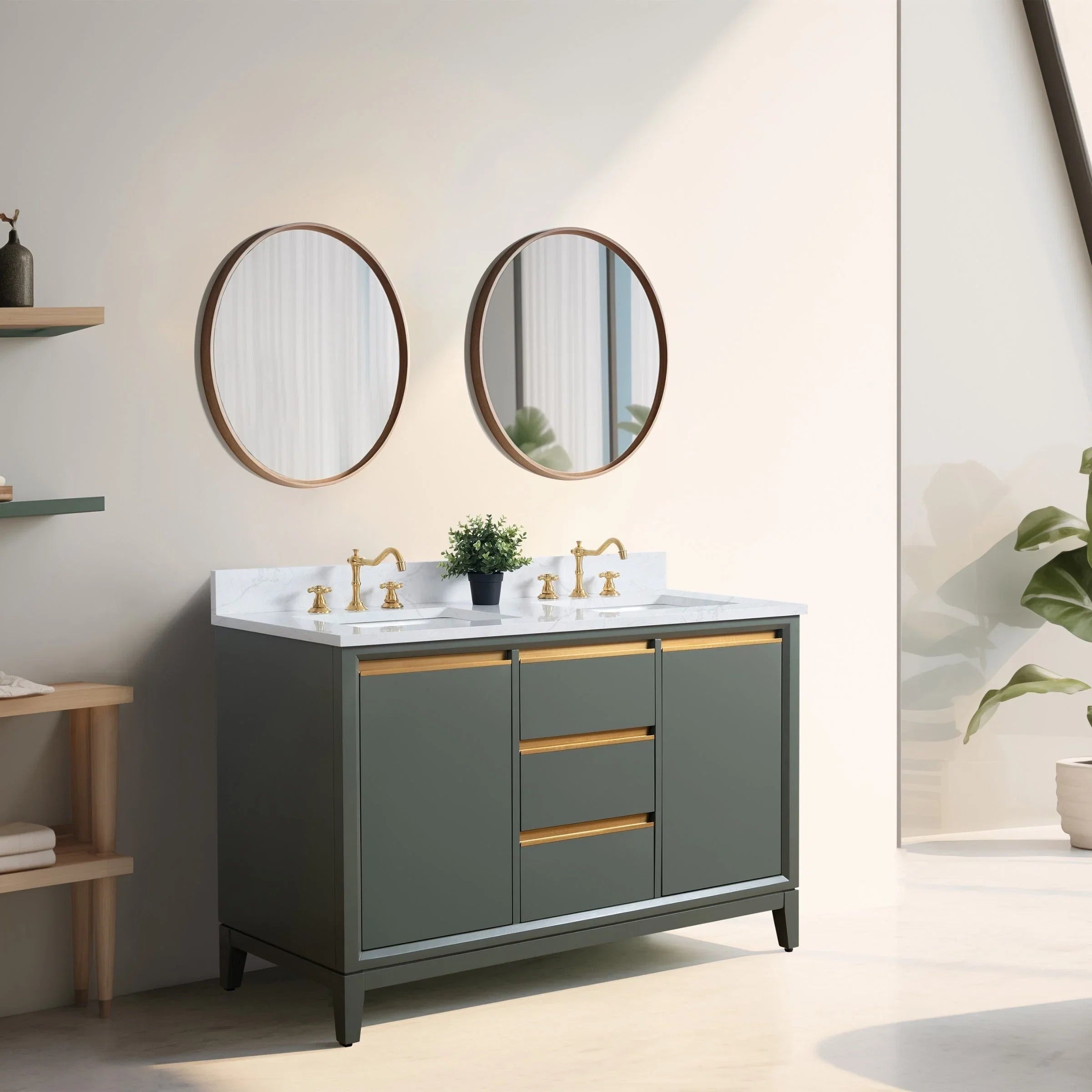 Mobile da Bagno Vanity Art con Lavabo in Ceramica e Top in Marmo Ricomposto