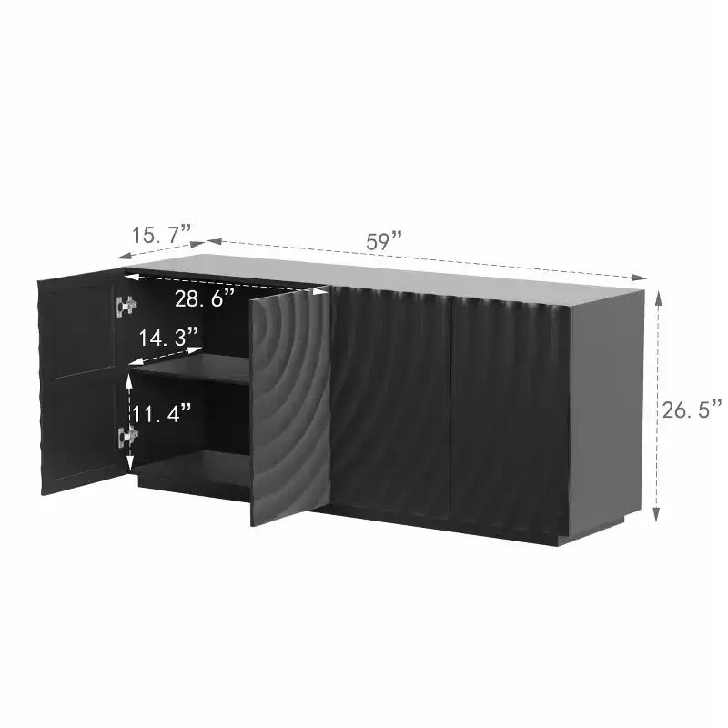 59 Modern Spiral Madia Buffet, Mobile Contenitore a Basso Profilo da Ingresso con Ante a Ondulazione 3D