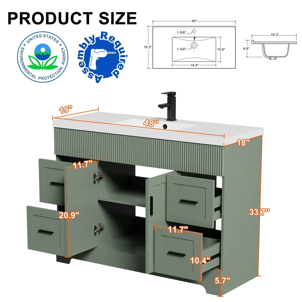 Mobile bagno 30/36/48 Wavy Line con lavabo e rubinetto