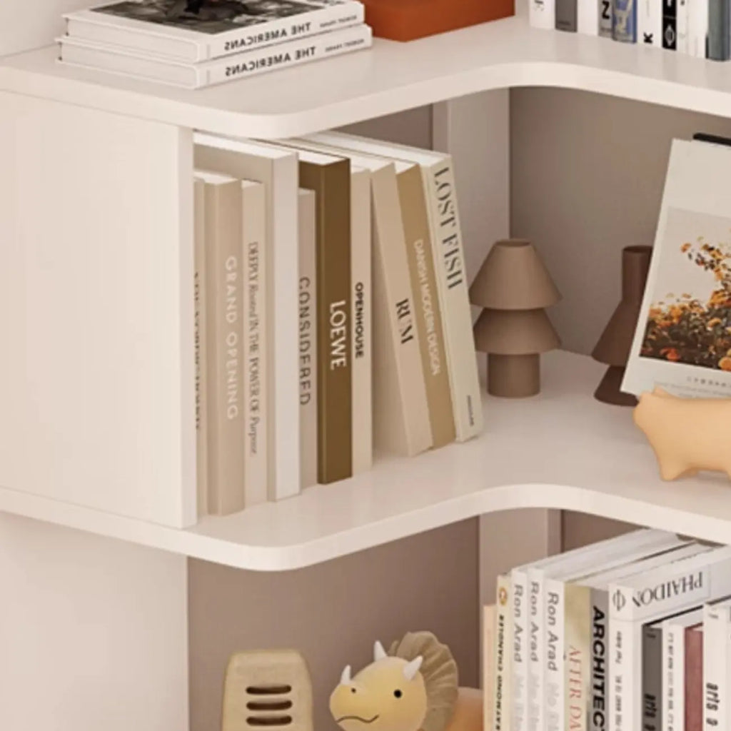 Libreria ad angolo in legno multistrato con 6 ripiani
