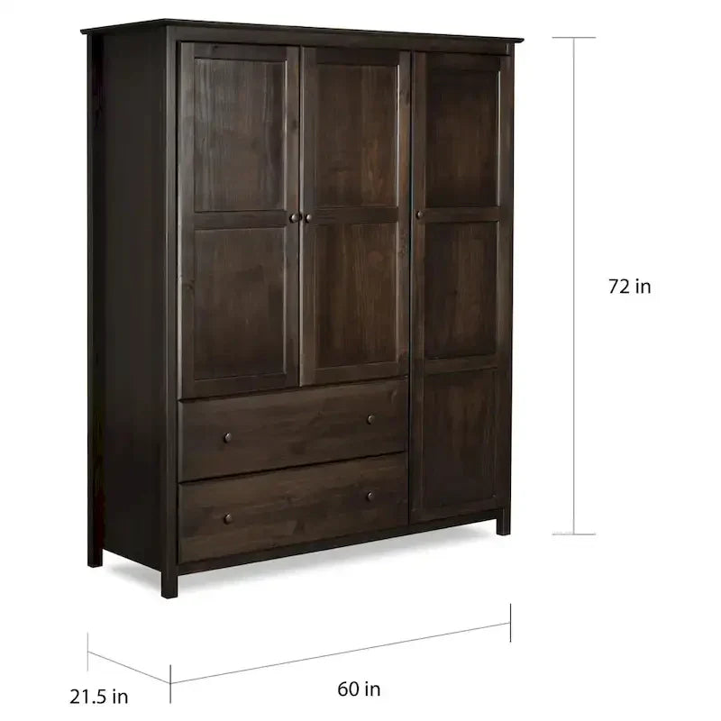 Armadio Grain Wood Furniture Shaker Wood a 3 ante - 60x72x22