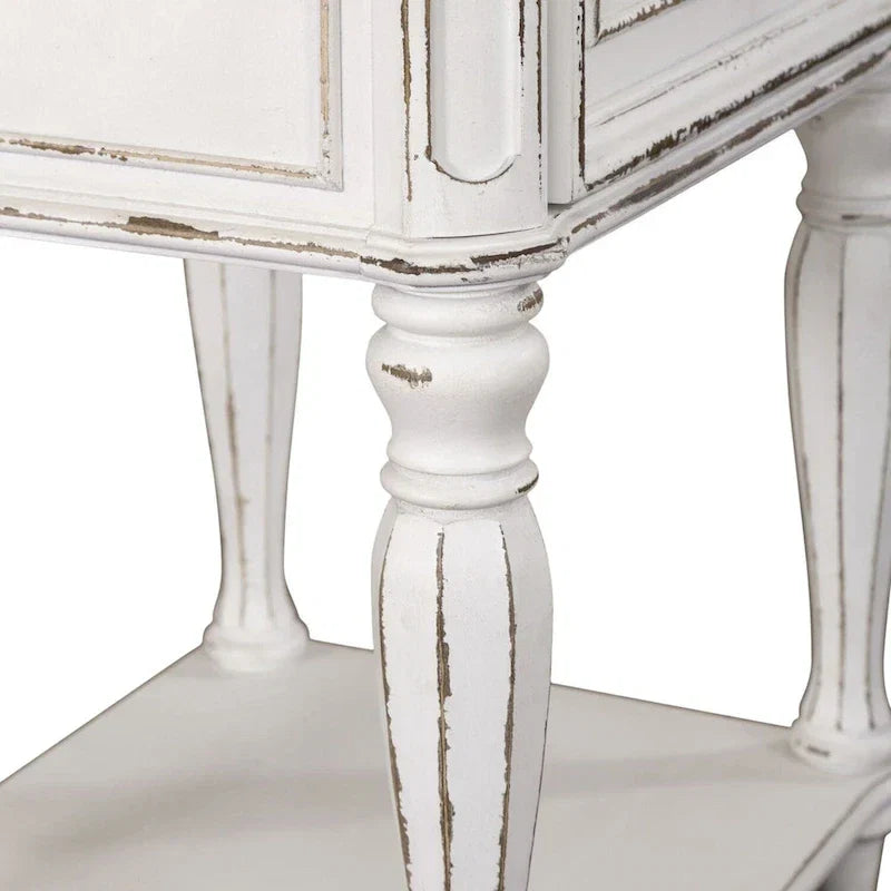 Comodino con Gambe Antico Bianco Magnolia Manor