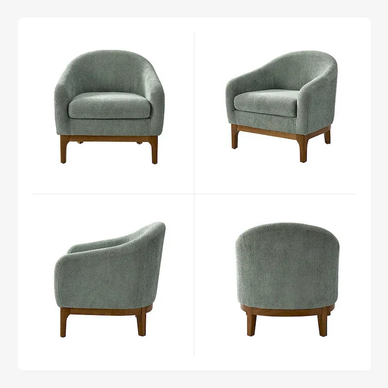 Poltrona a botte Augus Modern Boucle con gambe in legno massello di HULALA HOME