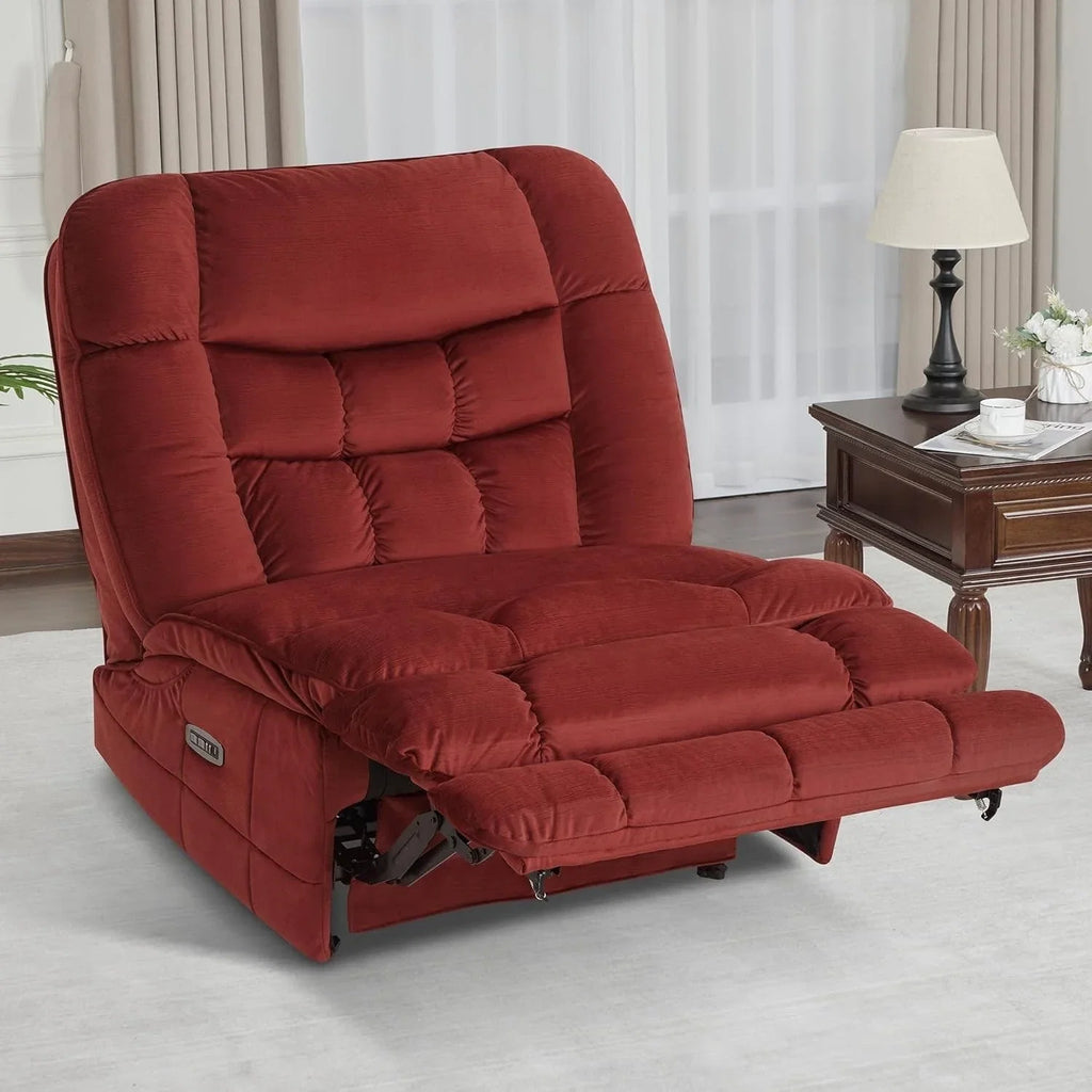 MCombo Poltrona Reclinabile Basculante Elettrica Oversize senza Braccioli con Doppio Motore, Reclinabile Zeroarms Perfetta per Soggiorno in Tessuto PR607