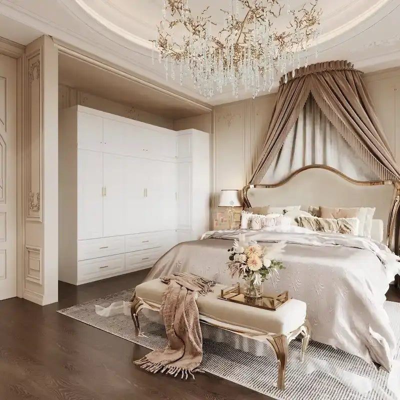 93.9H/74.2H Armoires Penderie Placard Rangement avec Tiroirs