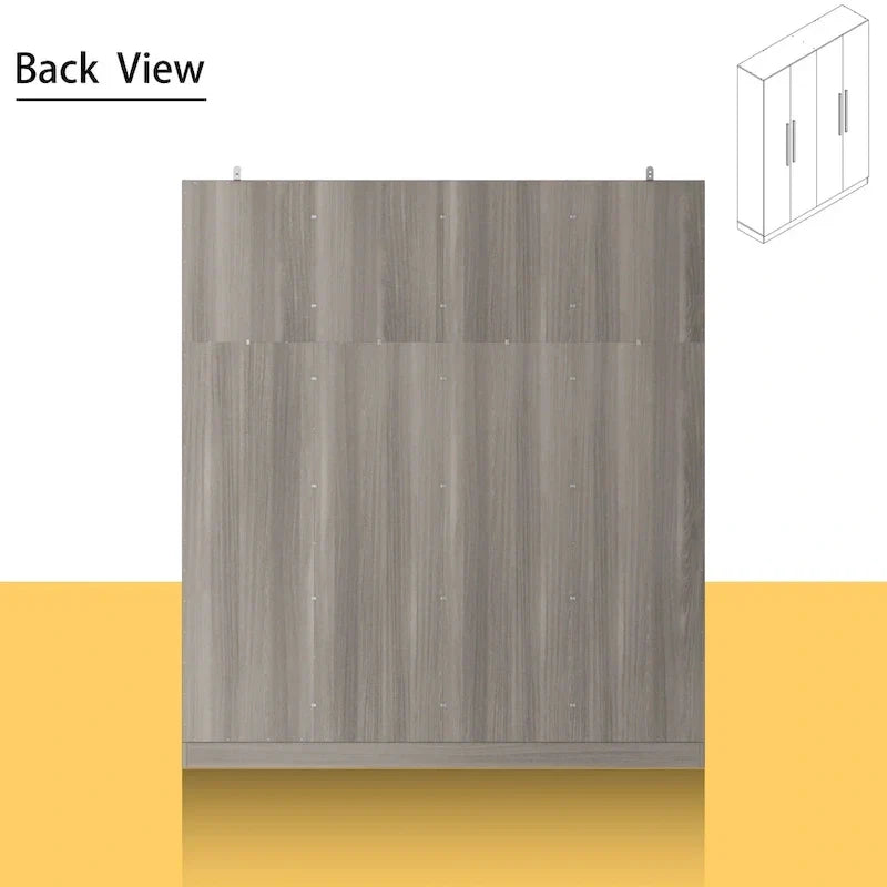 Armadio moderno freestanding in legno massiccio con ripiani