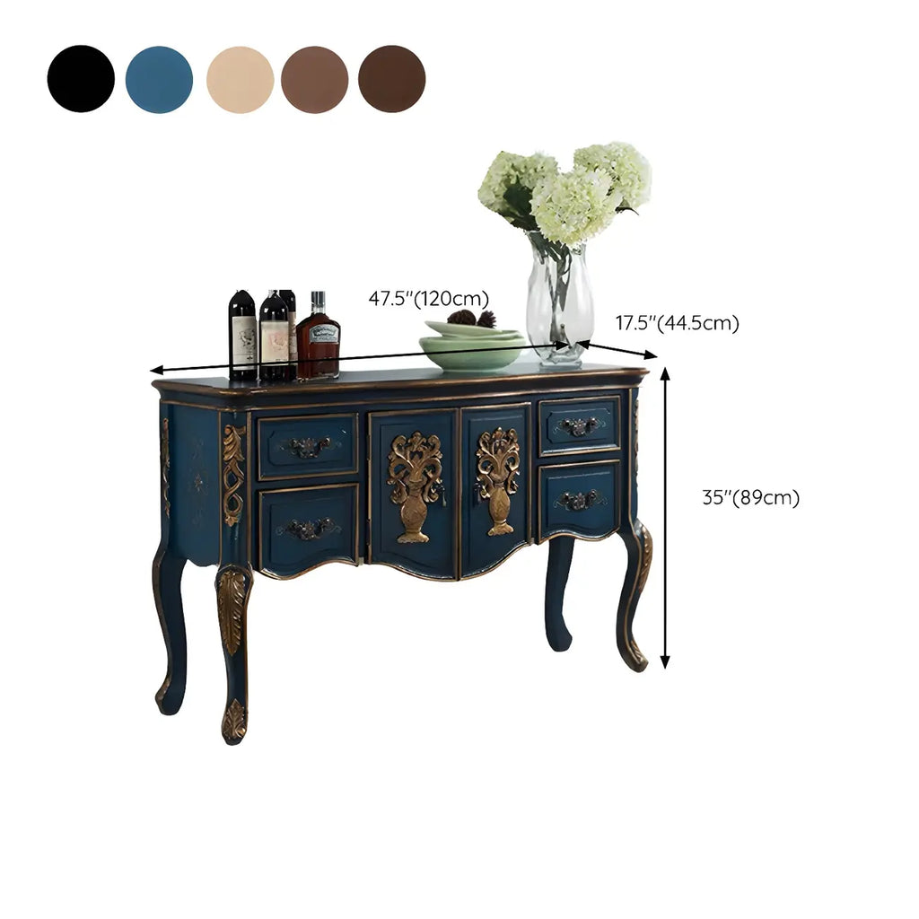 Console de rangement en bois de café avec tiroirs