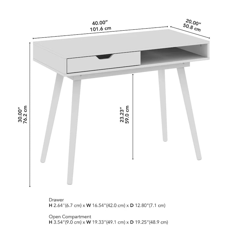 Scrivania per computer Bush Furniture Nora 40W con cassetti e ripiani
