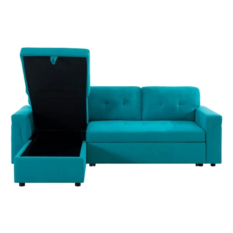 Divano sezionale reversibile con letto estraibile, chaise longue con contenitore nascosto, gambe durevoli,