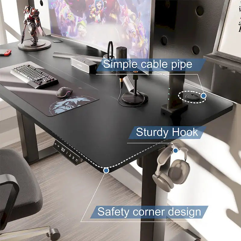 Scrivania elettrica Futzca regolabile in altezza, scrivania convertibile da seduto a in piedi con piano unito