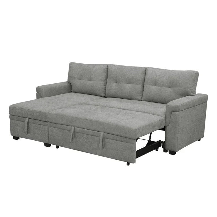 Divano componibile convertibile reversibile con letto estraibile, chaise longue con contenitore nascosto e gambe durevoli