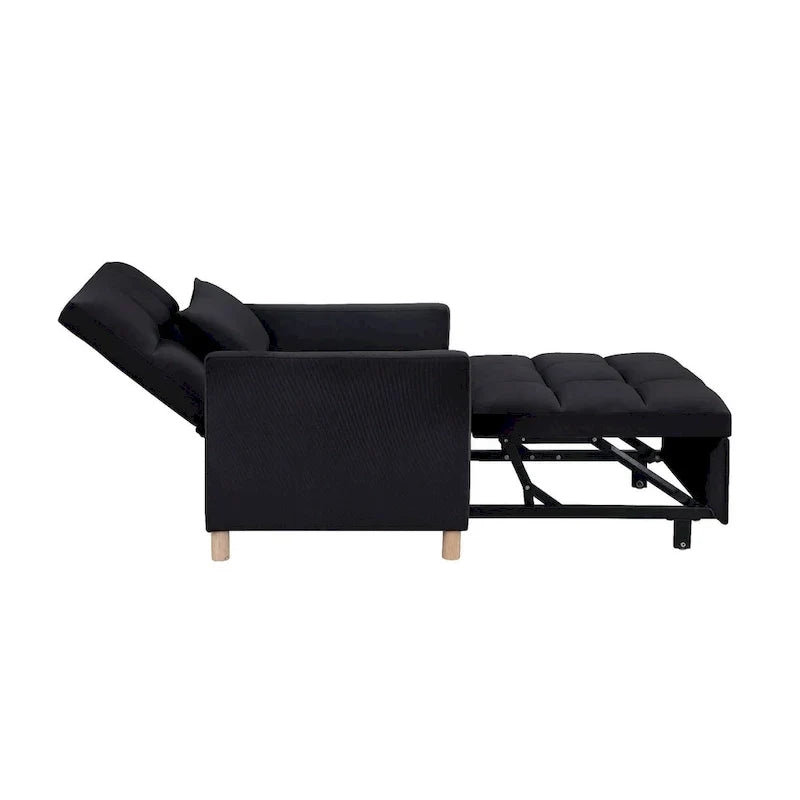 Divano letto 3 in 1 convertibile, poltrona e lettino, nero